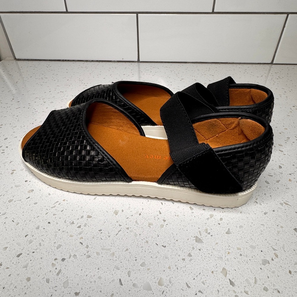 Bernie Mev Havana Quarter Strap Black Woven Platform Sandals Open Toe 42 or 11 - Picture 4 of 6